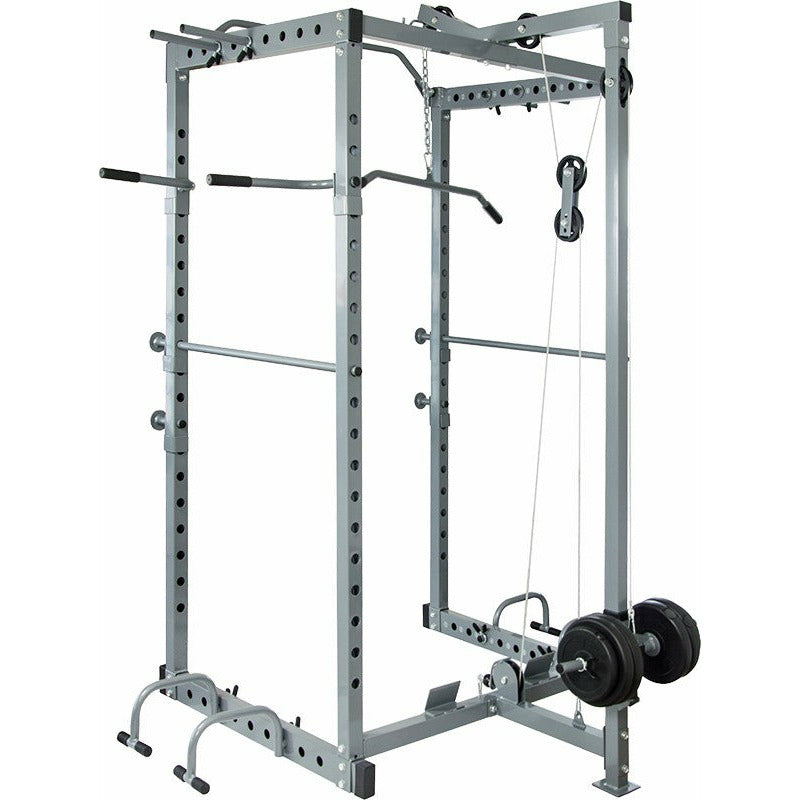 Power Rack Squat Cage Stands w Lat Pulldown Home Gym