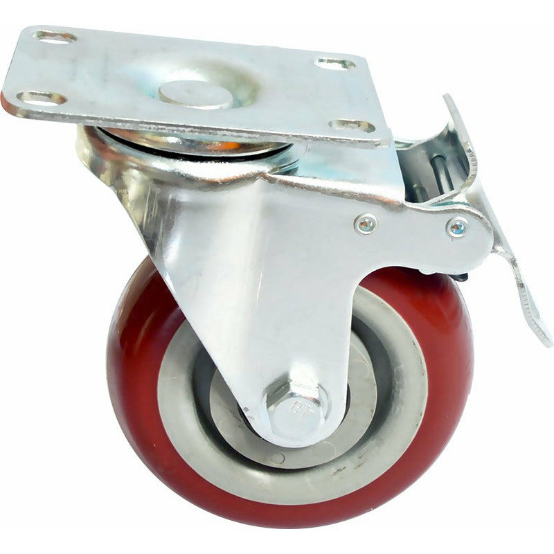 4 x 4" Heavy Duty PU Swivel Castor Wheels With Brake