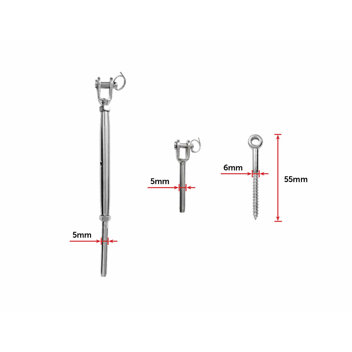 Stainless Steel Wire Rope DIY Balustrade Kit Jaw/Swage Fork Turnbuckle - 10 pack