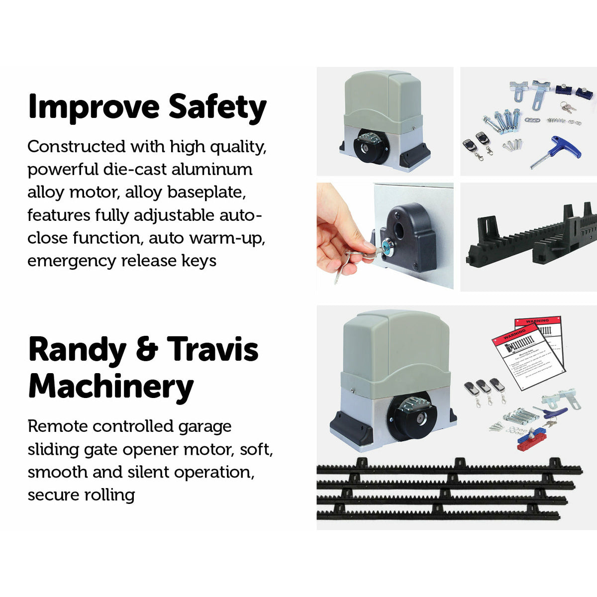 1800KG Auto Slide Sliding Gate Opener Automatic w 4m Rail