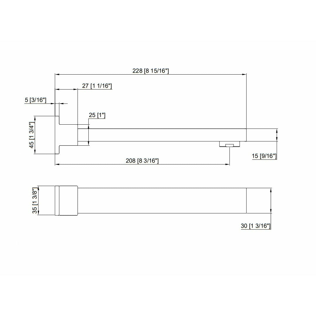 228mm Bath Spout Polished Chrome Finish