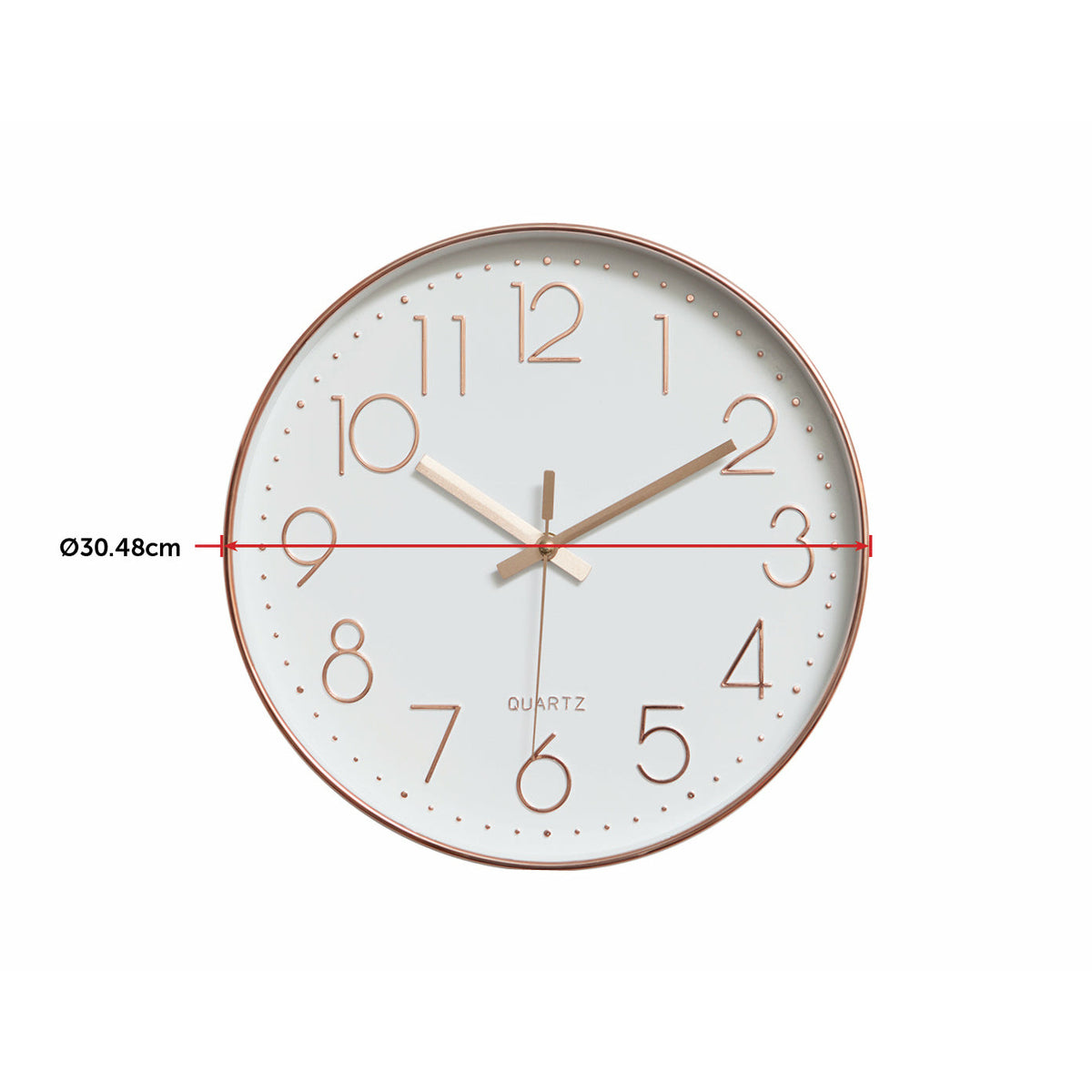 Modern Wall Clock Silent Non-Ticking Quartz Battery Operated Rose Gold