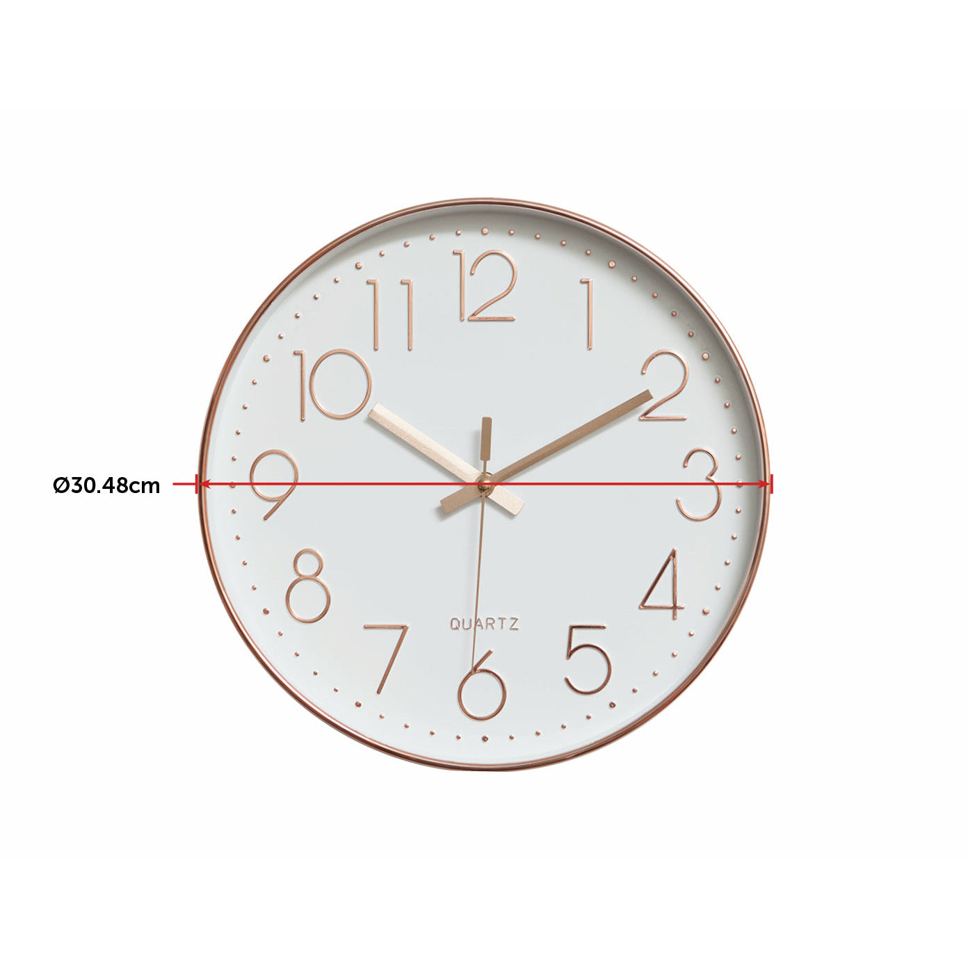 Modern Wall Clock Silent Non-Ticking Quartz Battery Operated Rose Gold