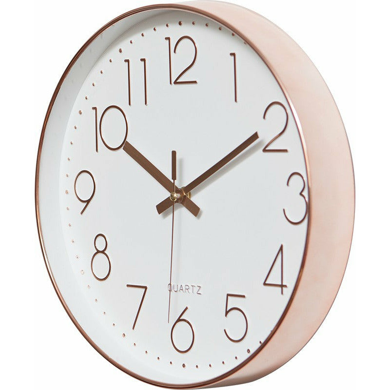 Modern Wall Clock Silent Non-Ticking Quartz Battery Operated Rose Gold