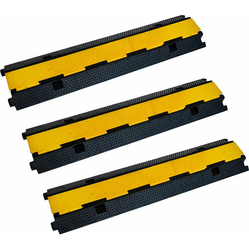 3pcs 2-Cable Rubber Electrical Wire Cover Heavy Duty Protector Dual Channel