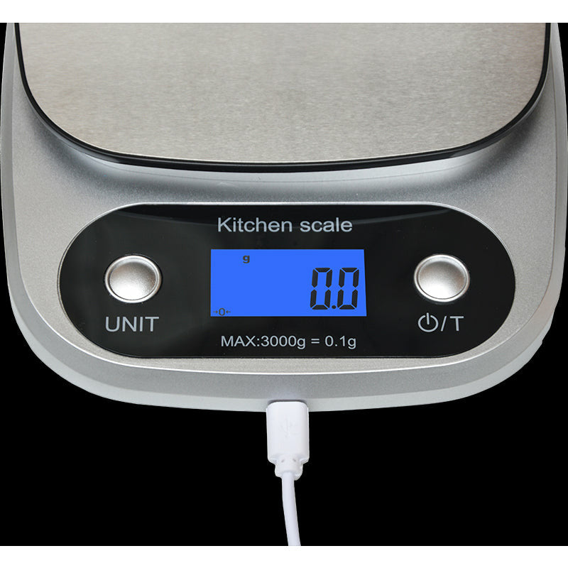 0.1g High Precision Kitchen Scale Rechargable Food Scale Digital 3KG