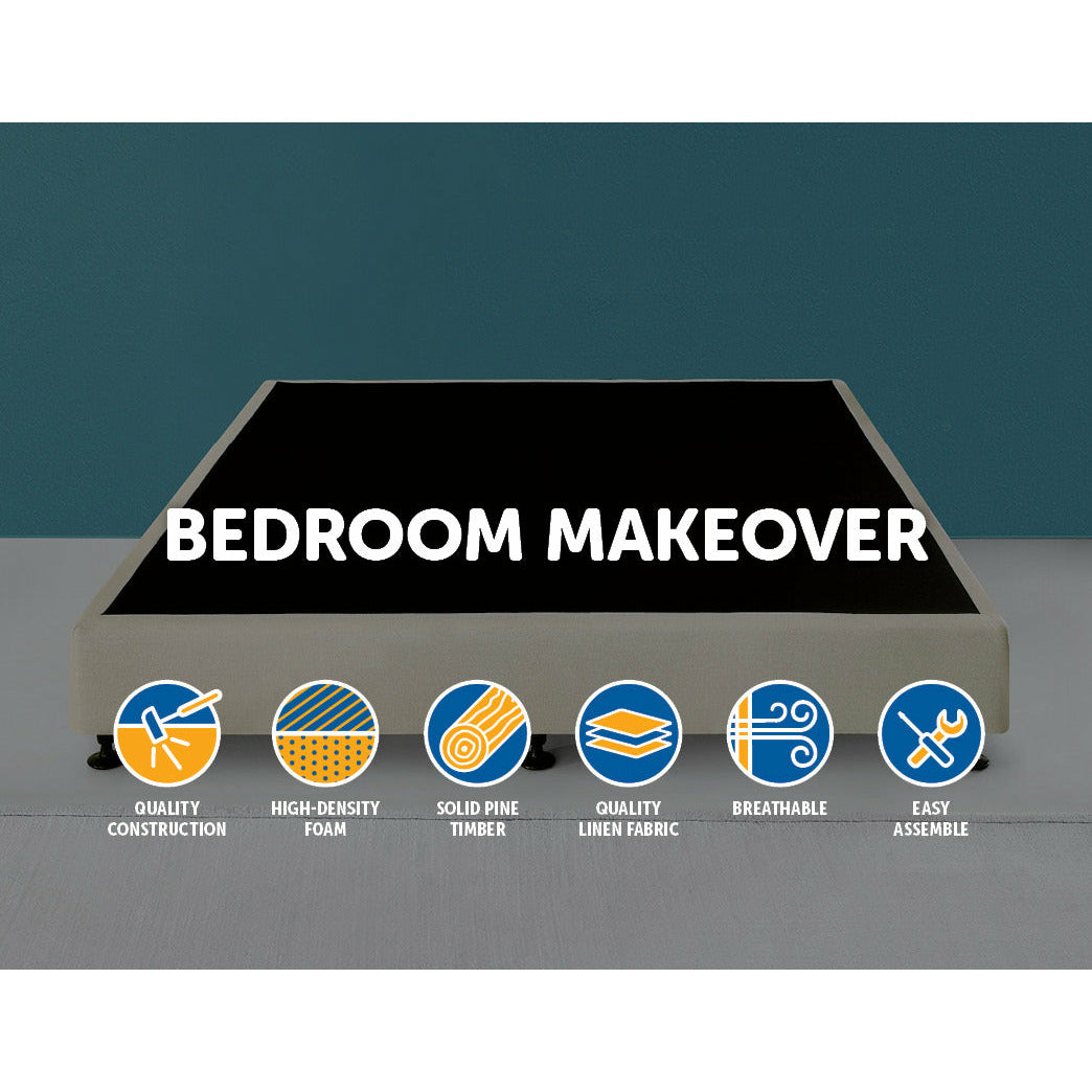 Palermo King Ensemble Bed Base Platinum Natural Sand Linen Fabric