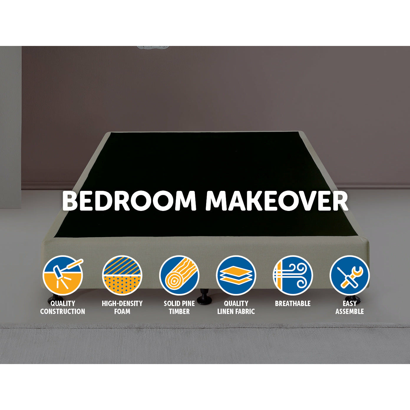 Palermo King Single Ensemble Bed Base Platinum Natural Sand Linen Fabric