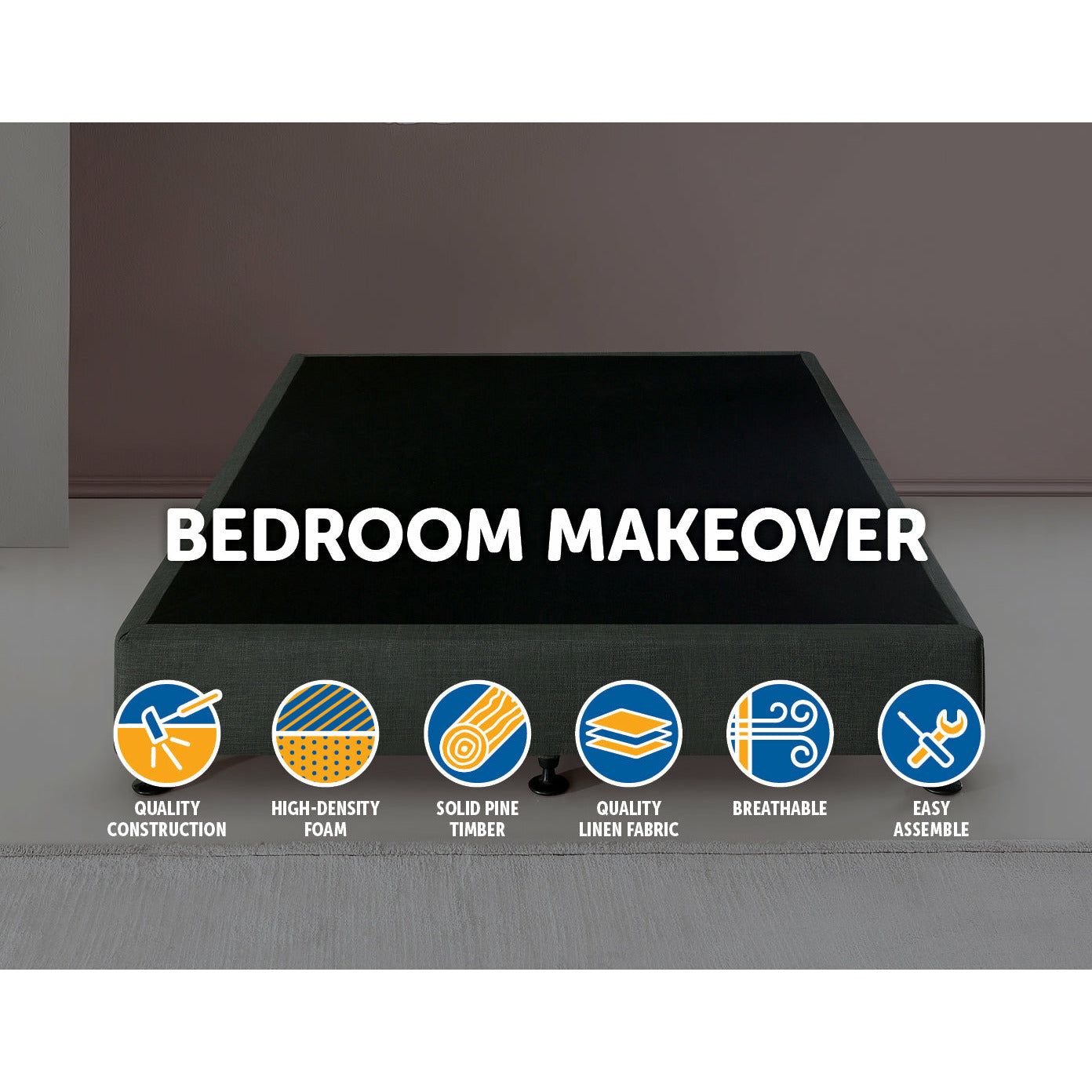 Palermo King Single Ensemble Bed Base Platinum Graphite Linen Fabric