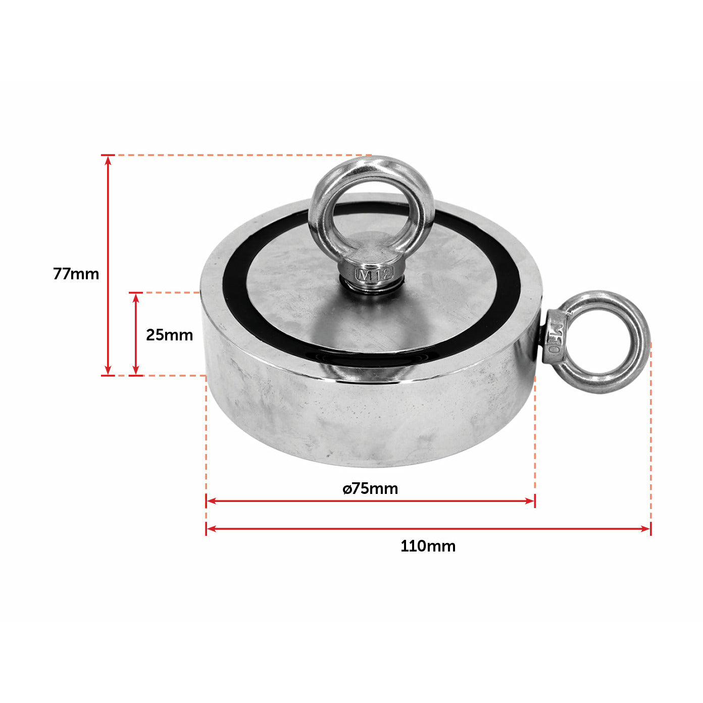 340Kg Salvage Strong Recovery Magnet Neodymium Hook Treasure Hunting Fishing