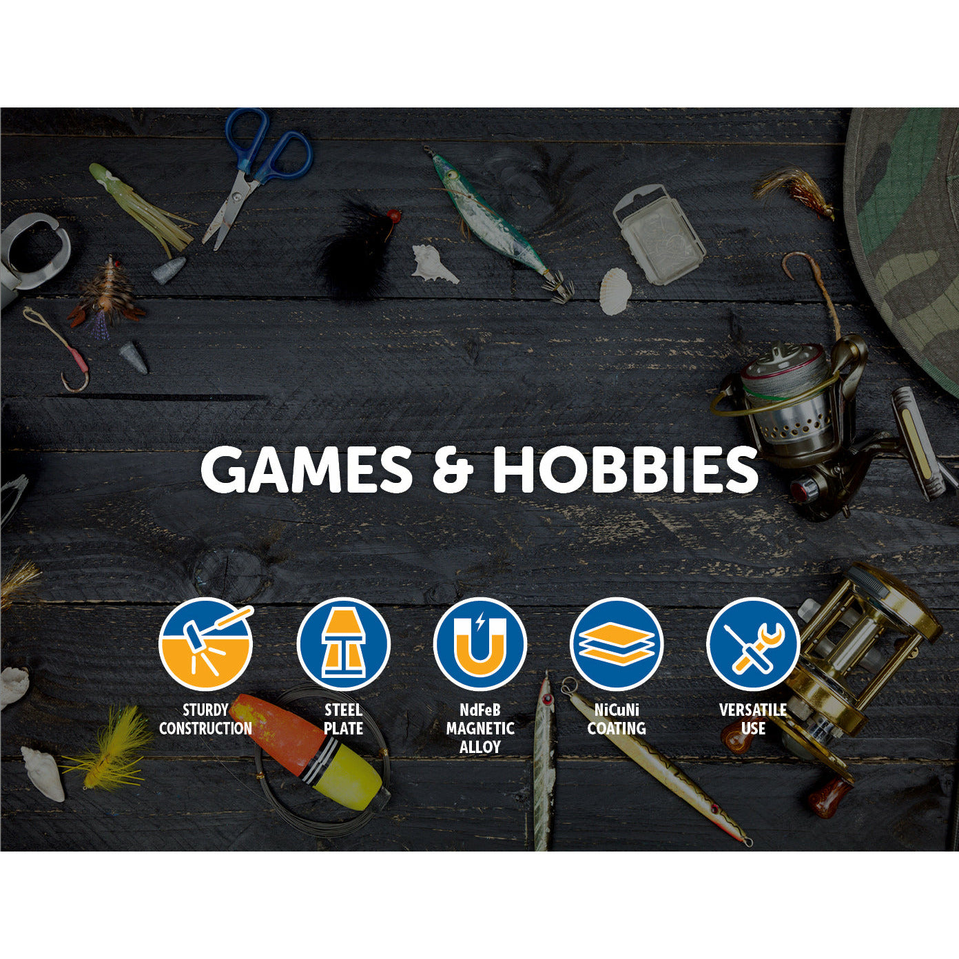 Round Neodymium Fishing Magnet with Countersunk Hole and Eyebolt, 500 LBS pull