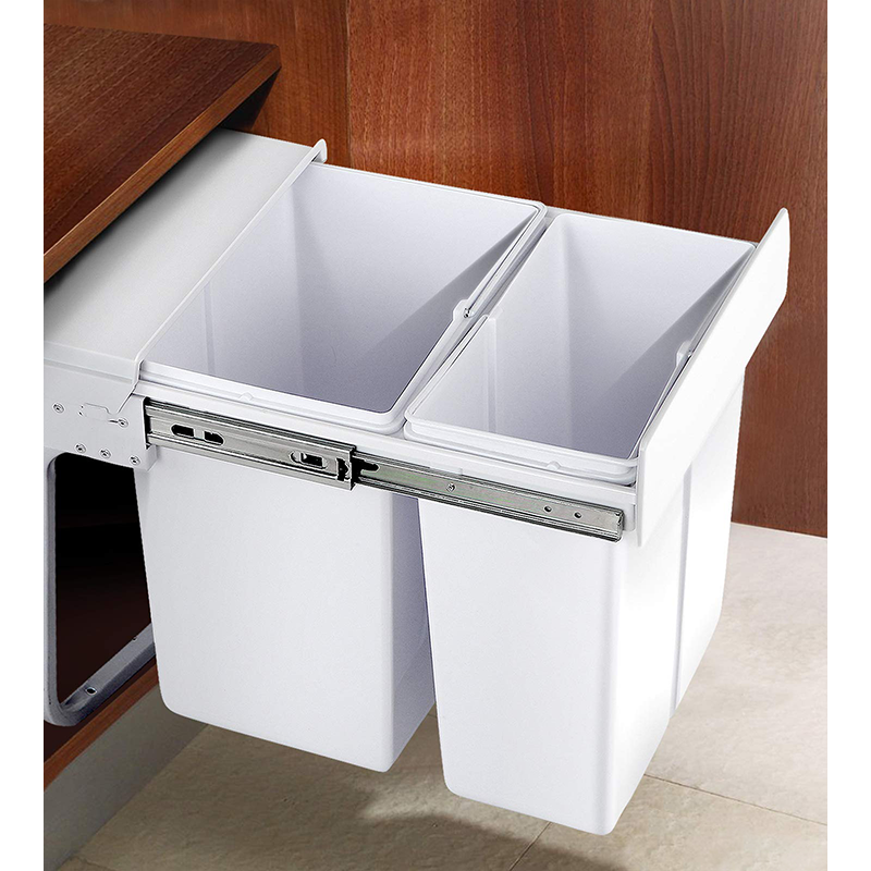 Pull Out Bin Kitchen Double Dual Slide Garbage Rubbish Waste 10L+20L