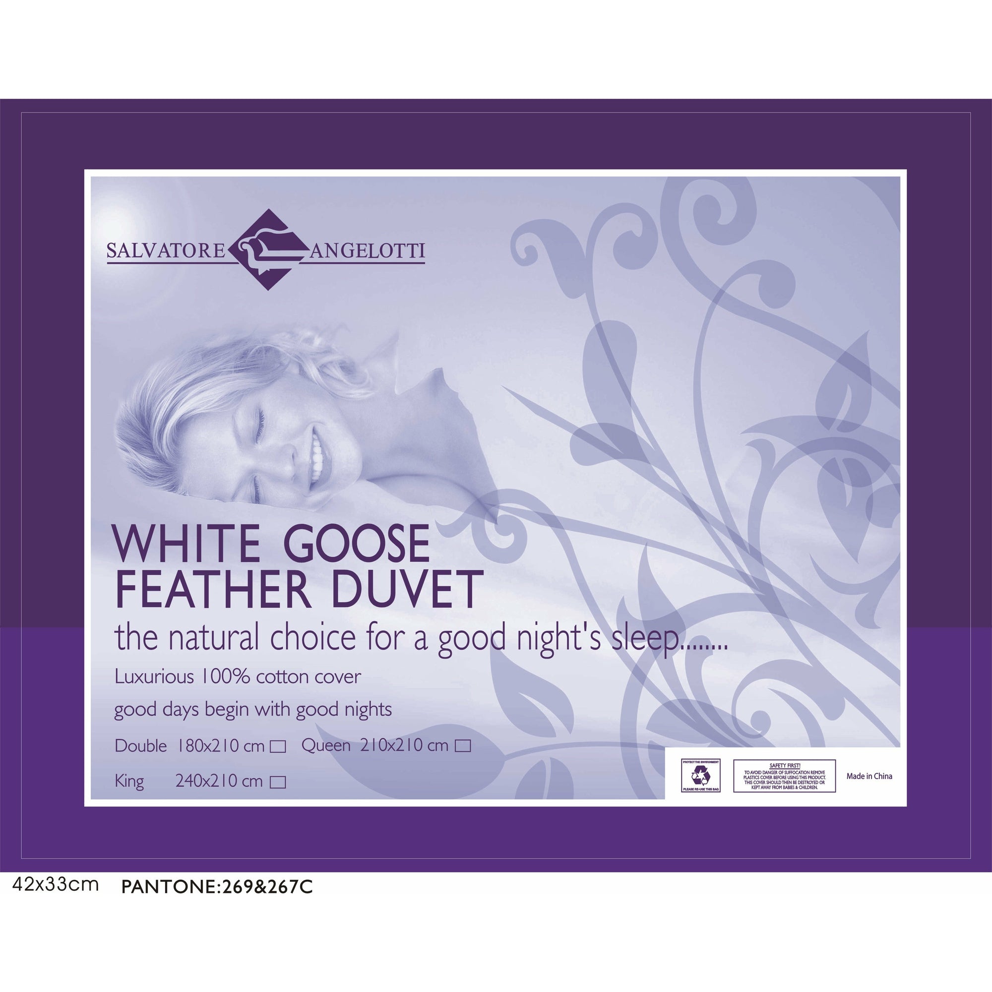 100% White Goose Feather Duvet / Doona /Quilt-DOUBLE