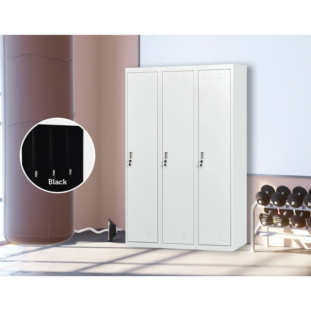 Three-Door Side by Side Office Gym Shed Storage Locker