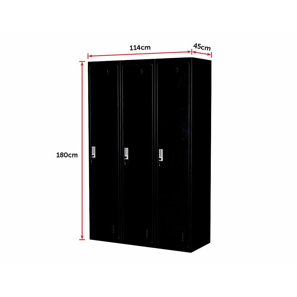 Three-Door Side by Side Office Gym Shed Storage Locker