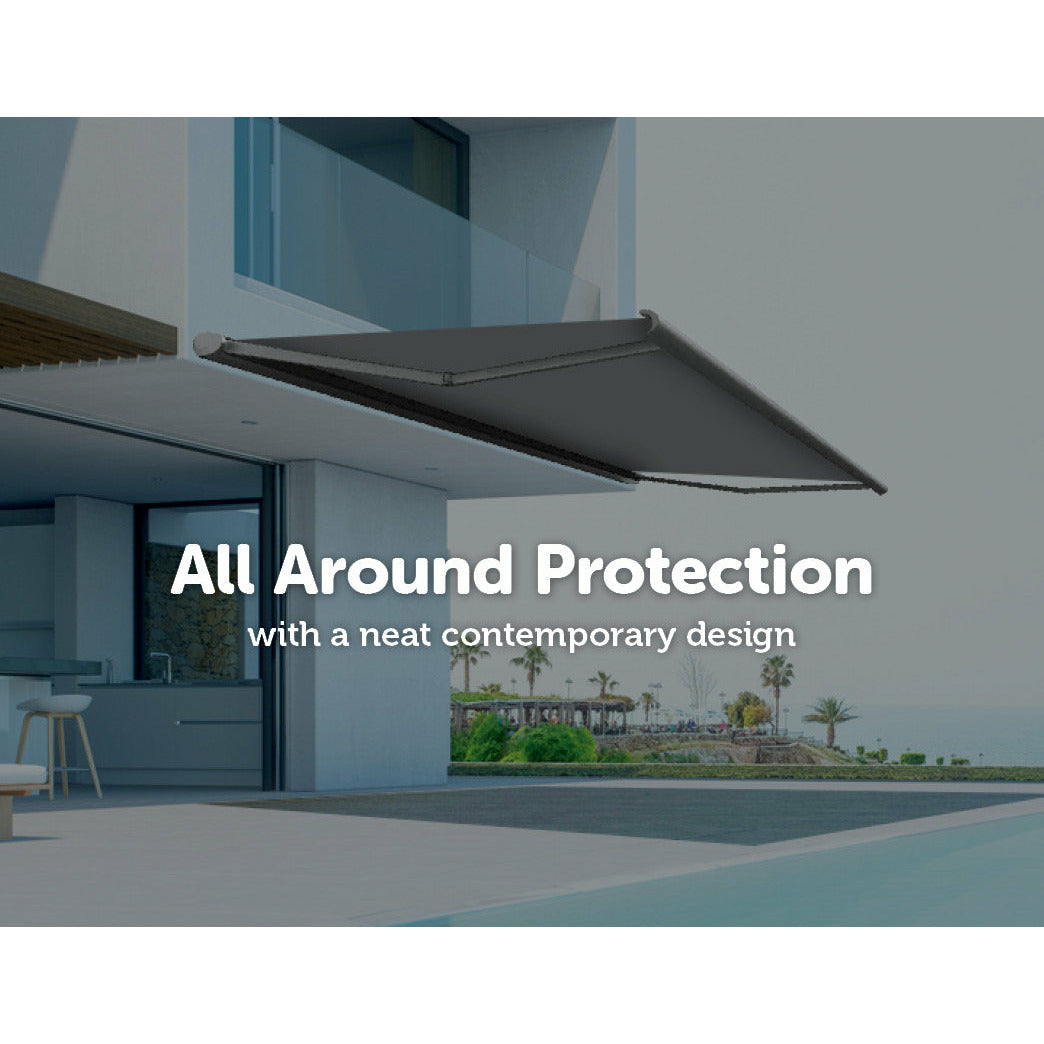 5.0m x 3.0m Retractable Folding Arm Awning Heavy Duty Full Cassette Motorised