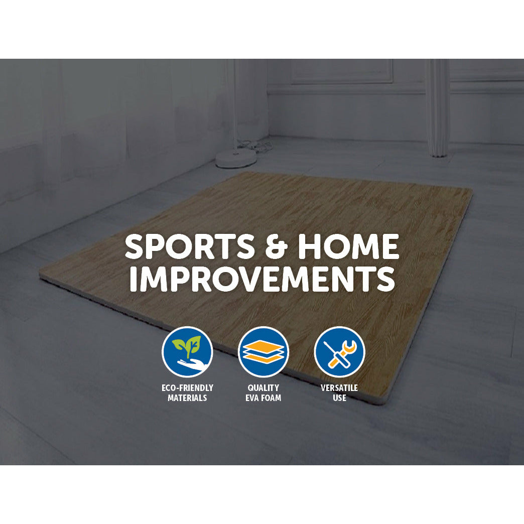 12 Tiles EVA Fitness Home Yoga Gym Interlocking Floor Puzzle Mat - Wood Colour