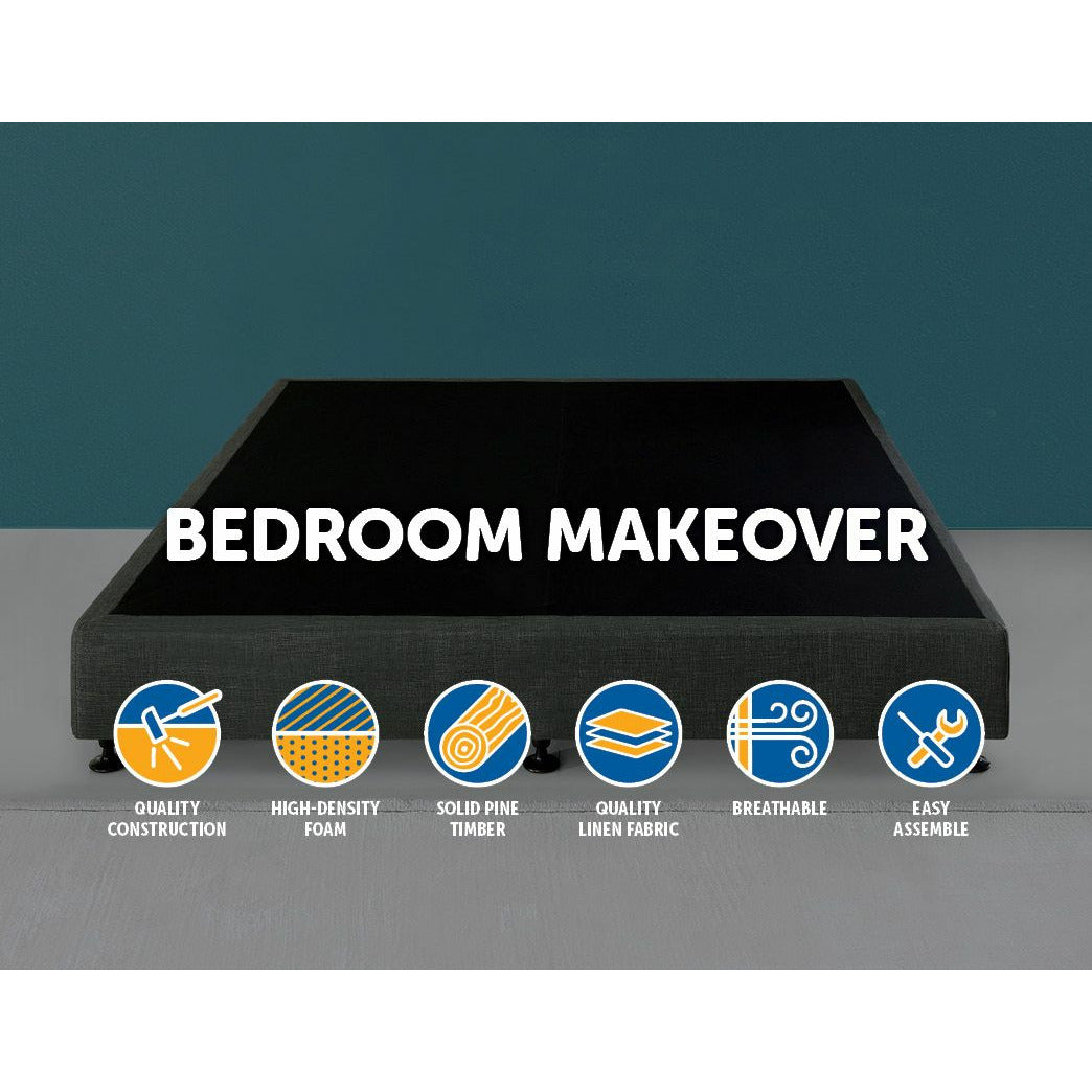 Palermo King Ensemble Bed Base Platinum Graphite Linen Fabric