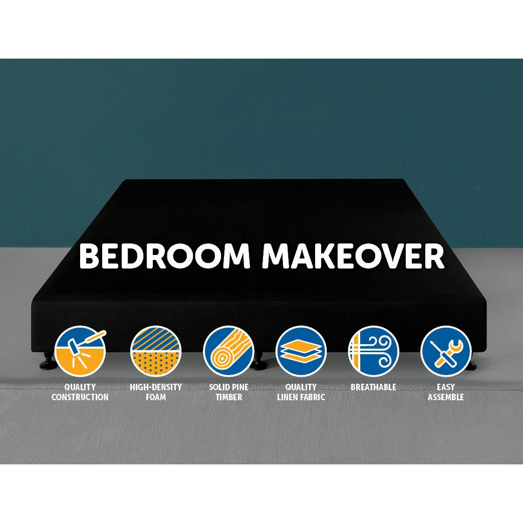 Palermo King Ensemble Bed Base Midnight Black Linen Fabric