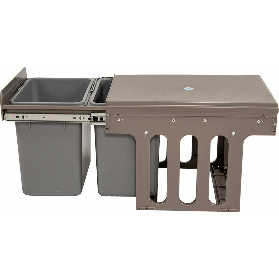 2x 15L Pull Out Trash Bin Dual Kitchen Garbage Waste Basket Cabinet Bin