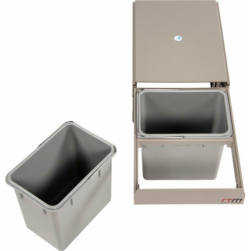 2x 15L Pull Out Trash Bin Dual Kitchen Garbage Waste Basket Cabinet Bin