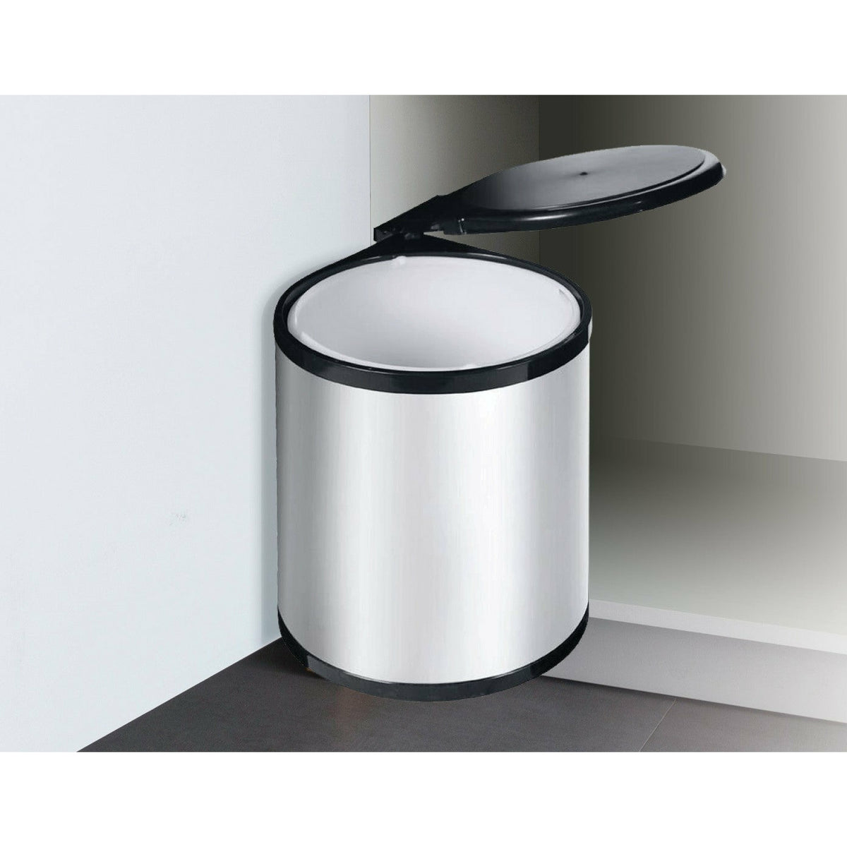 Kitchen Swing Pull Out Bin Stainless Steel Garbage Rubbish Waste Trash Can 14L