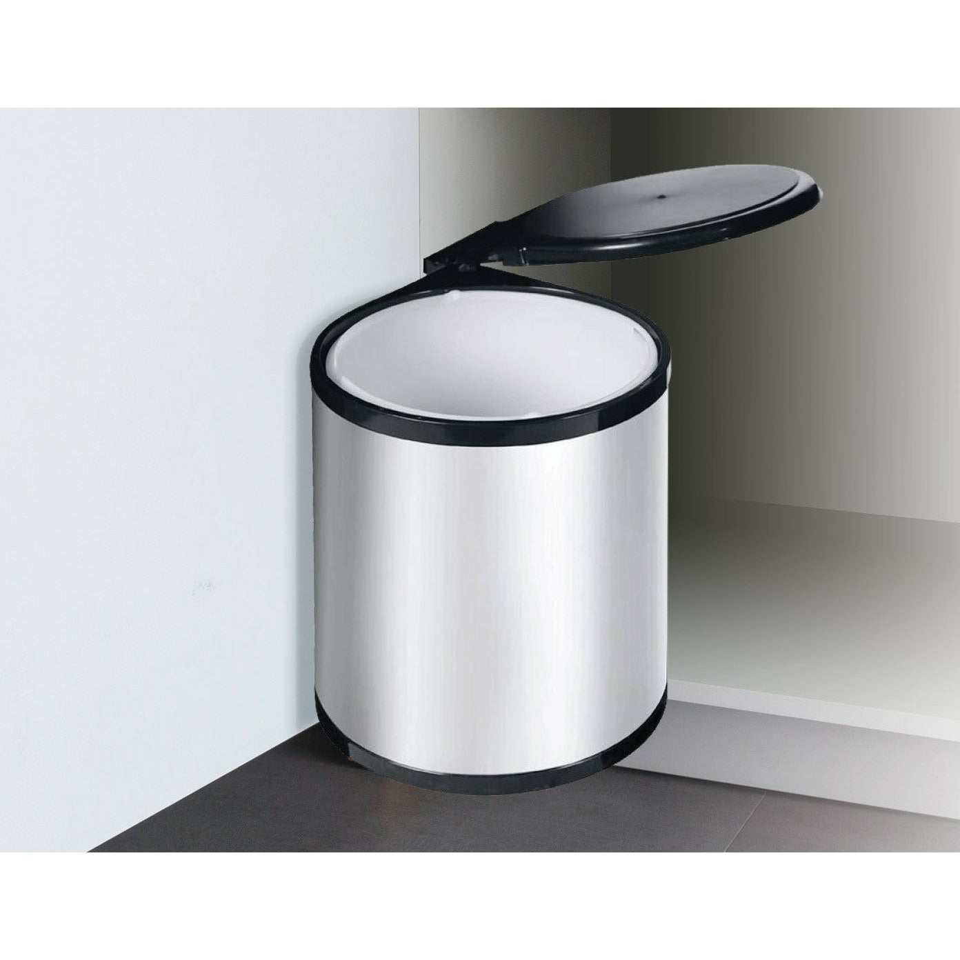 Kitchen Swing Pull Out Bin Stainless Steel Garbage Rubbish Waste Trash Can 14L