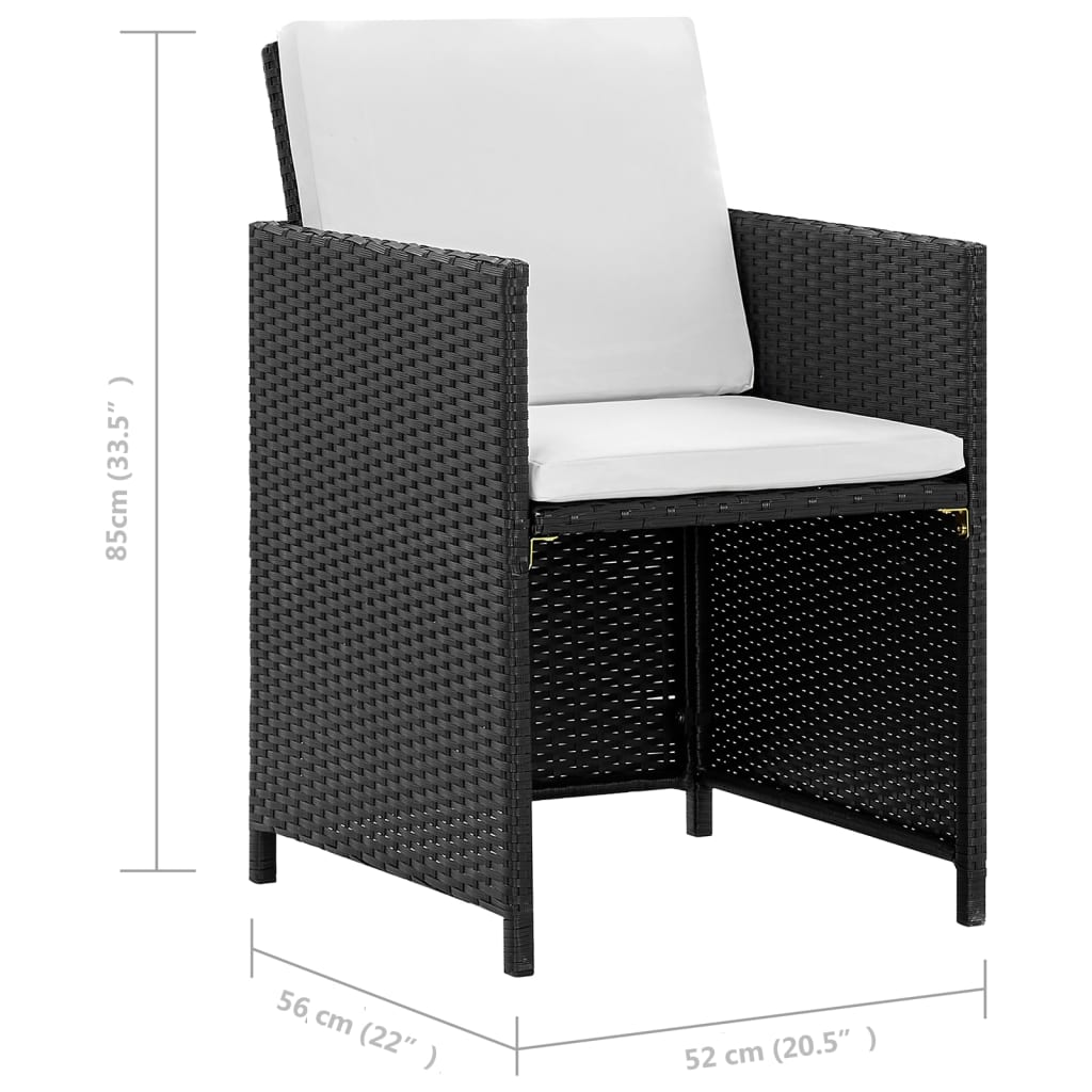 5 Piece Outdoor Dining Set with Cushions Poly Rattan Black