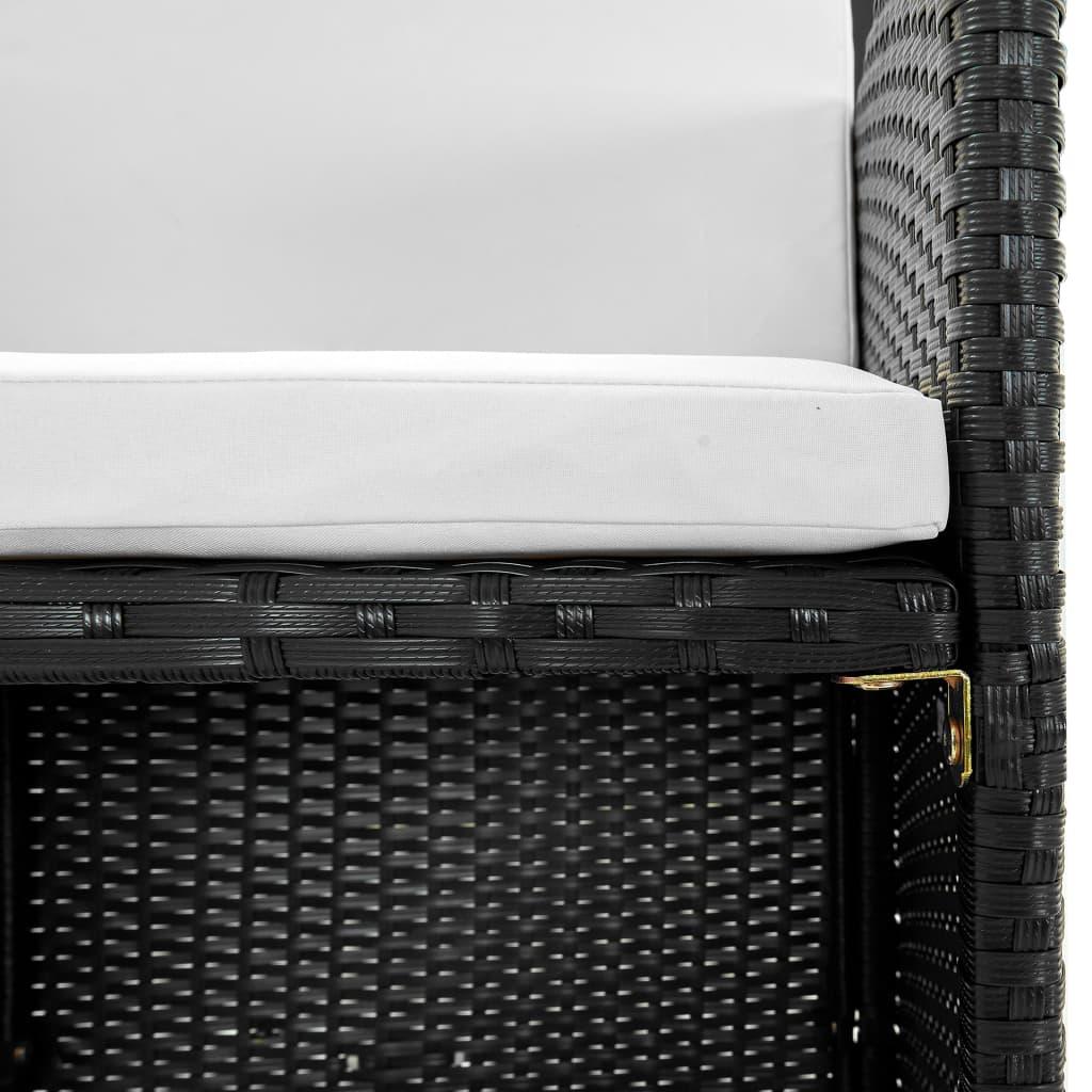 13 Piece Outdoor Dining Set with Cushions Poly Rattan Black