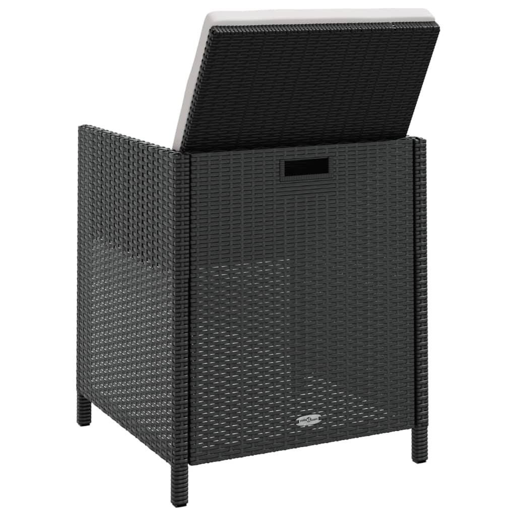 11 Piece Outdoor Dining Set with Cushions Poly Rattan Black