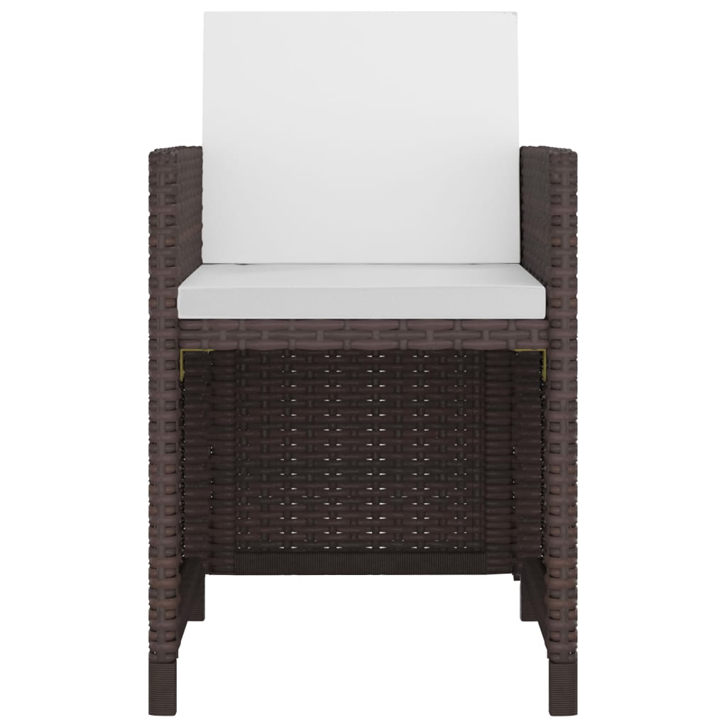 13 Piece Outdoor Dining Set with Cushions Poly Rattan Brown
