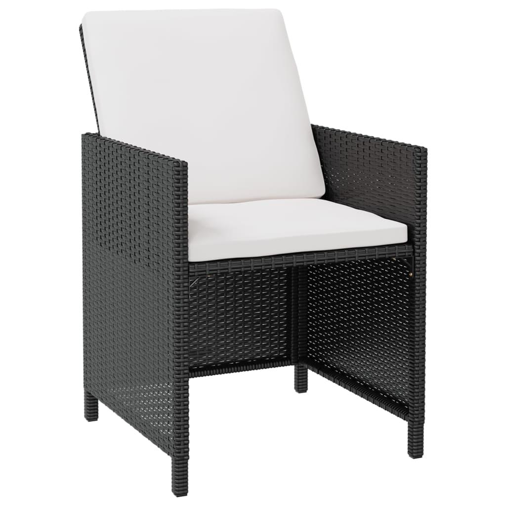 13 Piece Outdoor Dining Set with Cushions Poly Rattan Black