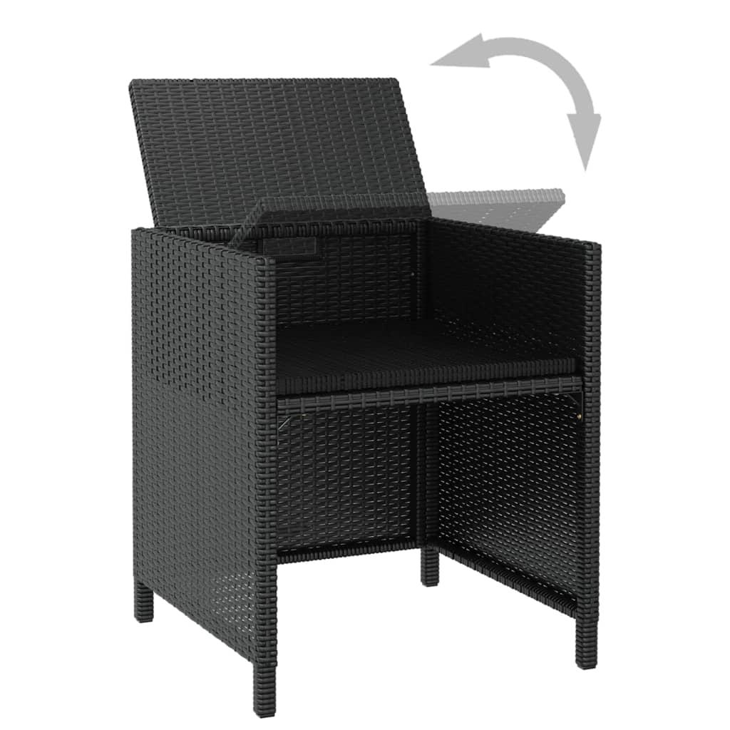 13 Piece Outdoor Dining Set with Cushions Poly Rattan Black