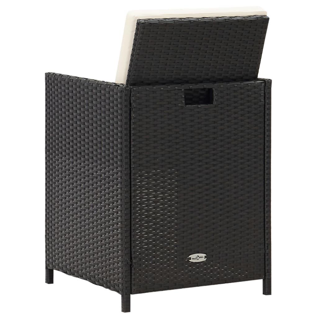 Garden Chairs 2 pcs with Cushions and Pillows Poly Rattan Black