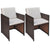 Garden Chairs 2 pcs with Cushions and Pillows Poly Rattan Brown