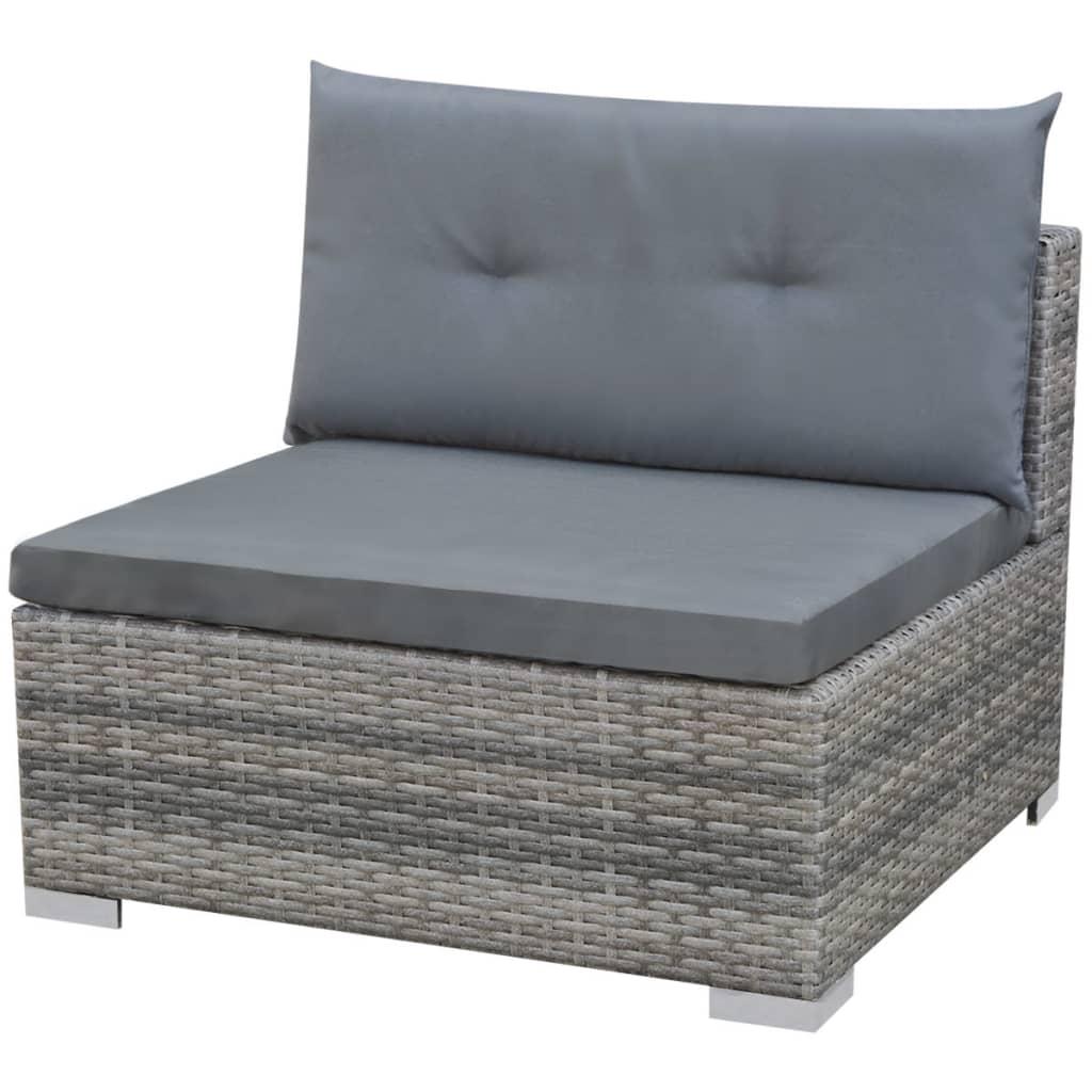 10 Piece Garden Lounge Set with Cushions Poly Rattan Grey