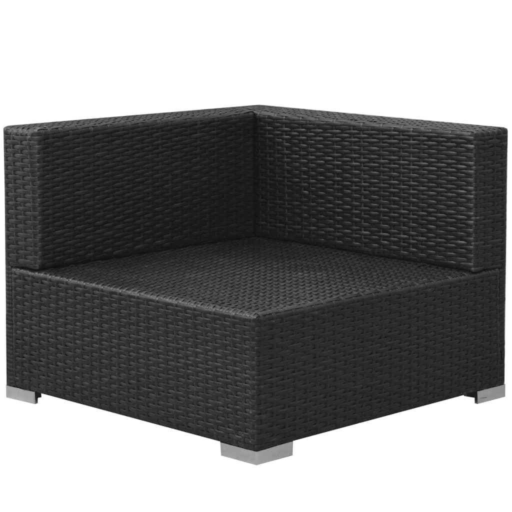 3 Piece Garden Lounge Set with Cushions Poly Rattan Black