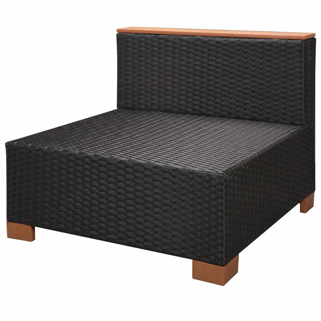 9 Piece Garden Lounge Set with Cushions Poly Rattan Black
