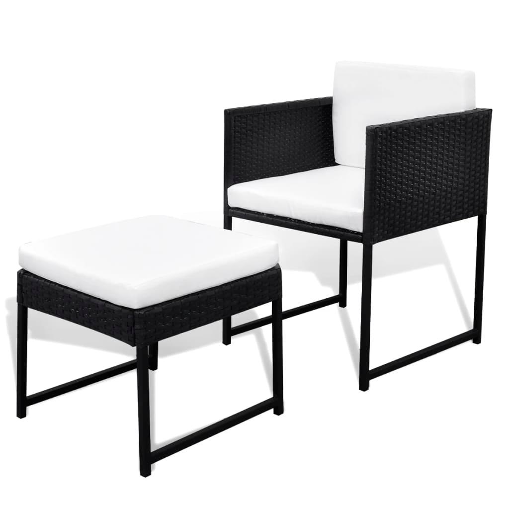 13 Piece Outdoor Dining Set with Cushions Poly Rattan Black