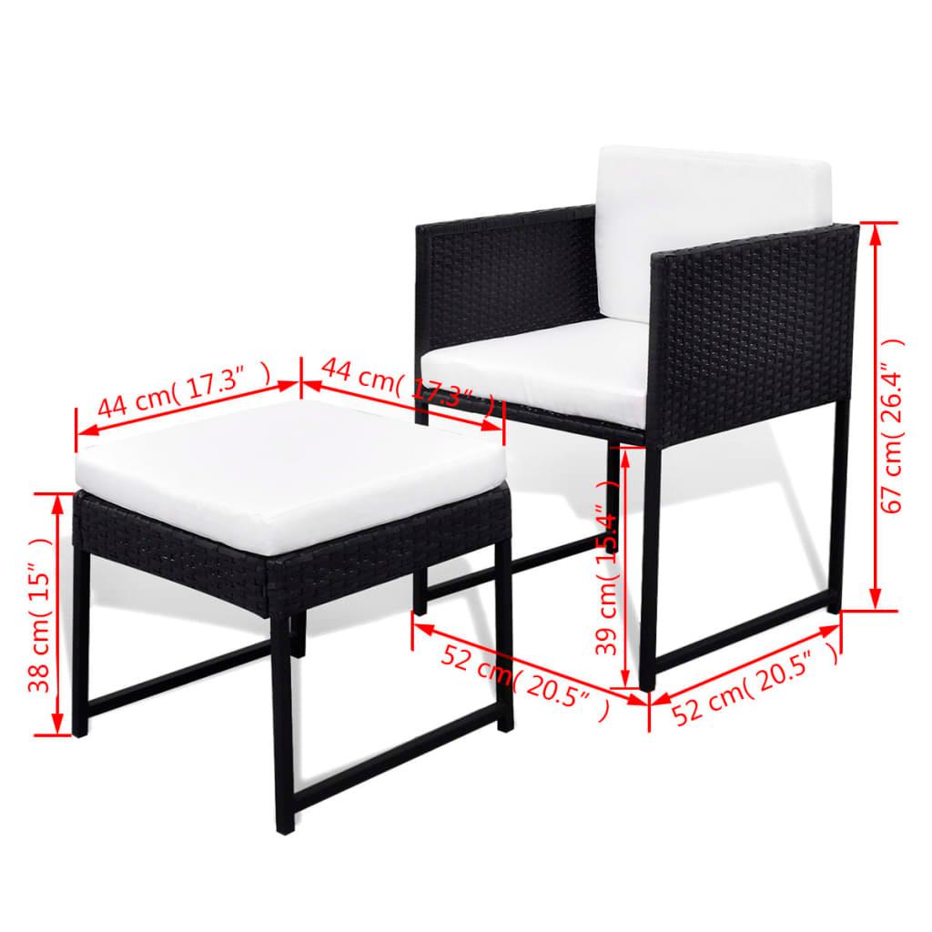 13 Piece Outdoor Dining Set with Cushions Poly Rattan Black