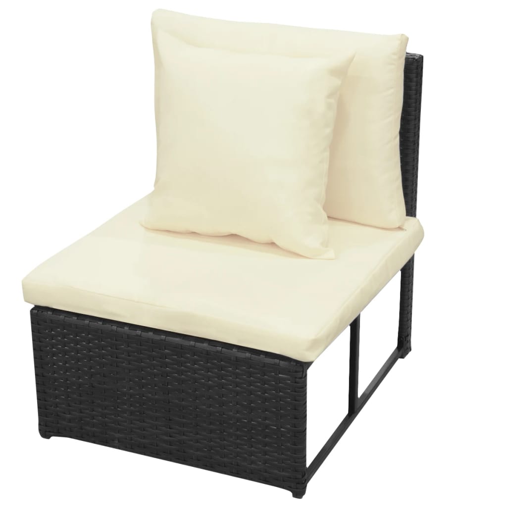 8 Piece Garden Lounge Set with Cushions Poly Rattan Black