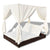 Outdoor Lounge Bed with Curtains Poly Rattan Brown