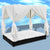 Outdoor Lounge Bed with Curtains Poly Rattan Black