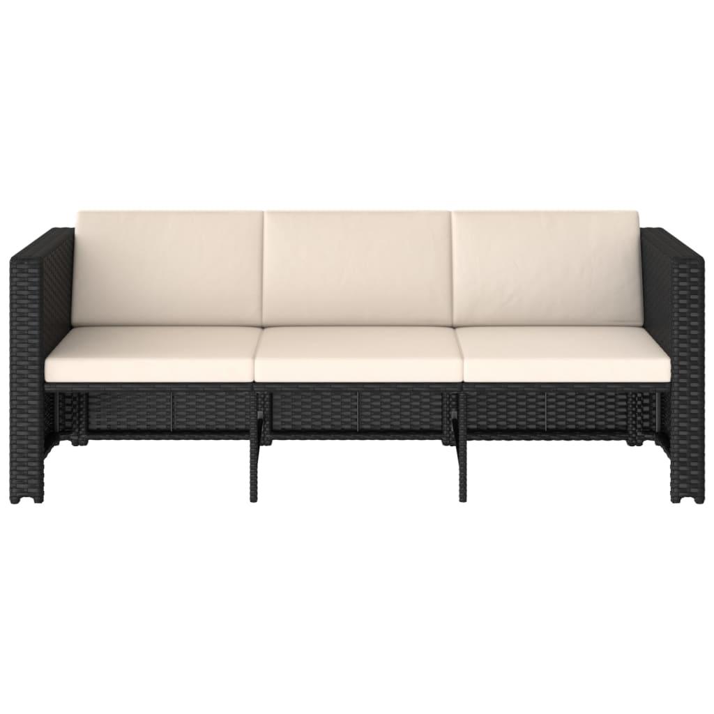 4 Piece Garden Lounge Set with Cushions Poly Rattan Black