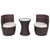 3 Piece Bistro Set with Cushions Poly Rattan Brown
