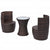 3 Piece Bistro Set with Cushions Poly Rattan Brown