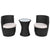 3 Piece Bistro Set with Cushions Poly Rattan Black
