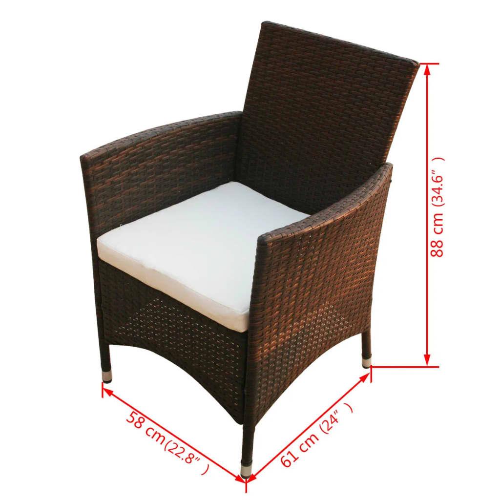 9 Piece Outdoor Dining Set with Cushions Poly Rattan Brown