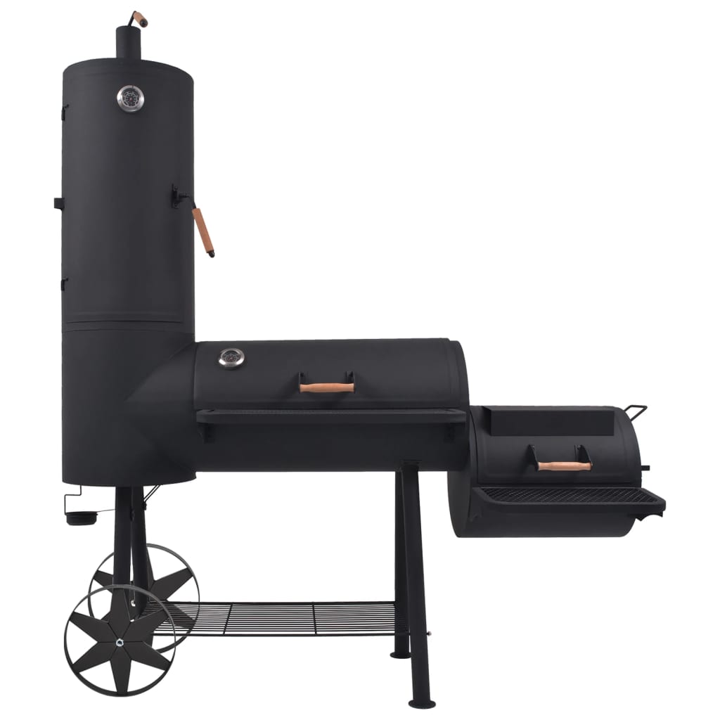 BBQ Charcoal Smoker with Bottom Shelf Black Heavy XXL