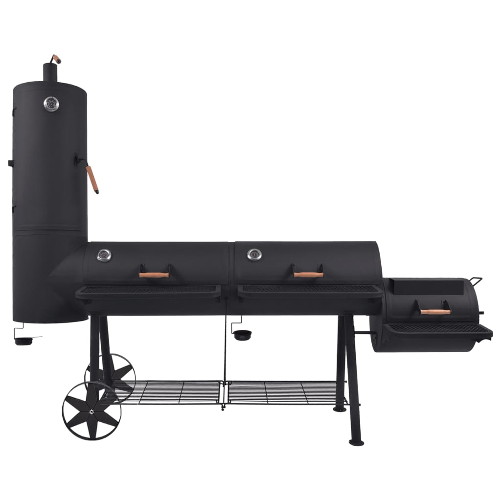 BBQ Charcoal Smoker with Bottom Shelf Black Heavy XXXL